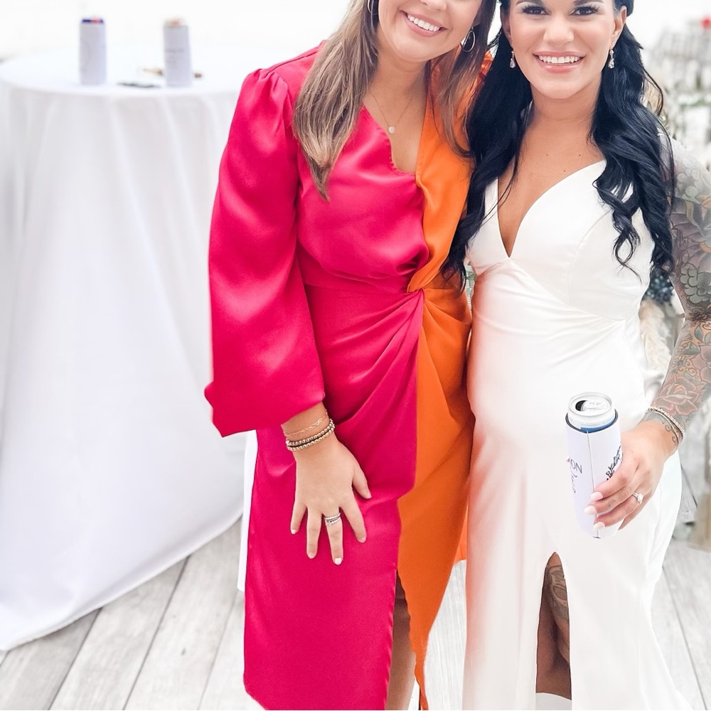 Split color midi dress